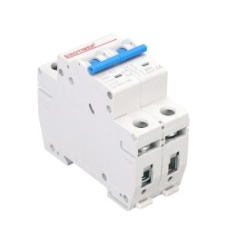 Siguranță automată DC bipolară SINOTIMER SM7-63, 63A, 1000V DC, 10kA, pentru sisteme fotovoltaice, montaj pe șină DIN